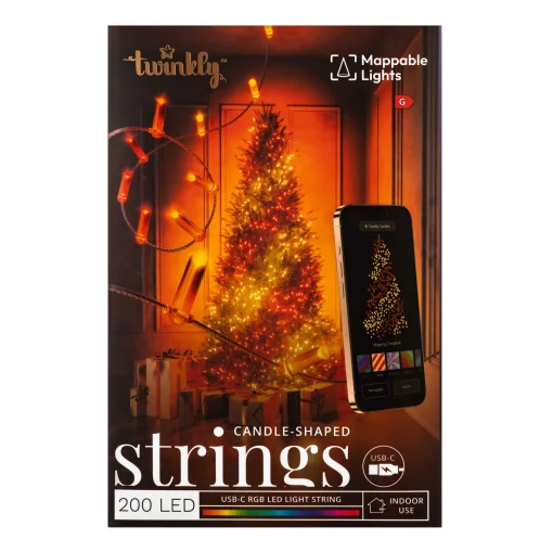 Гірлянда Smart LED Twinkly Strings Candle RGB 200 IP20 12м USB-C кабель прозорий