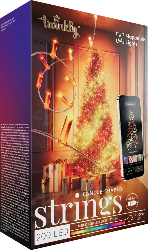 Гірлянда Smart LED Twinkly Strings Candle RGB 200 IP20 12м USB-C кабель прозорий