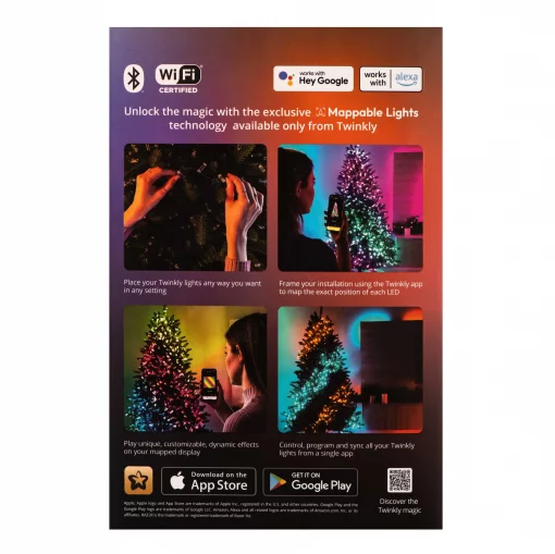 Гірлянда Smart LED Twinkly Strings Candle RGB 200 IP20 12м USB-C кабель прозорий