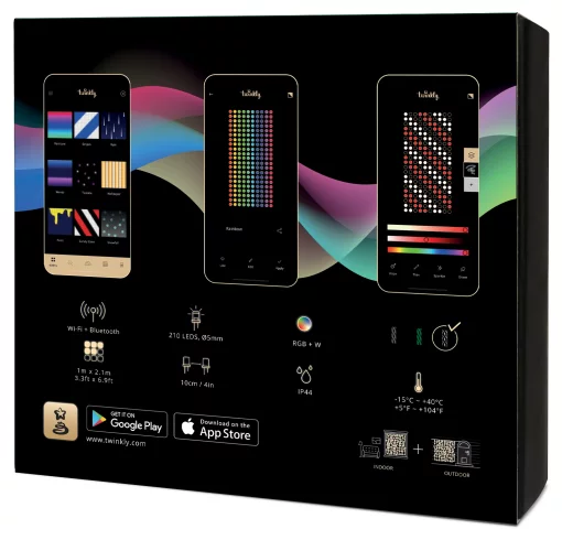 Гірлянда Smart LED Twinkly Curtain RGBW 210 IP44 1.45х2.1м кабель прозорий