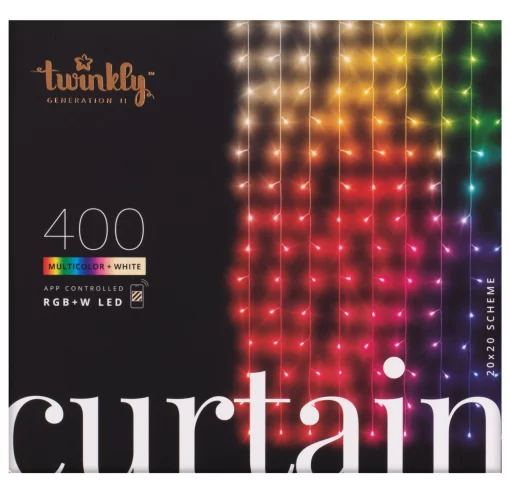 Гірлянда Smart LED Twinkly Curtain RGBW 400 IP44 1.45х2.1м кабель прозорий