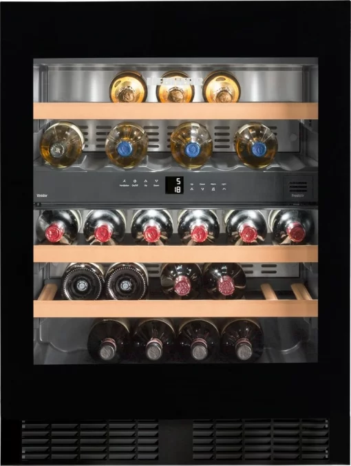 Холодильник Liebherr вбудований для вина, 82x60х57.5, полок - 5, зон - 2, бут-34, ST, чорний