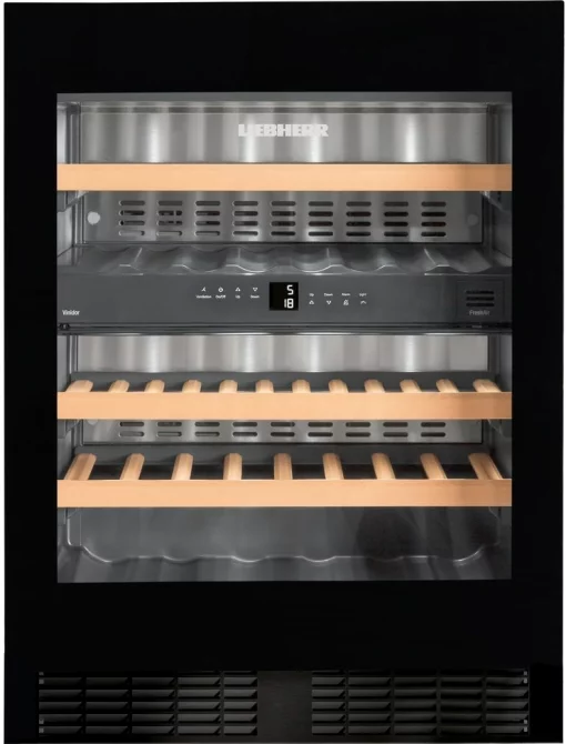 Холодильник Liebherr вбудований для вина, 82x60х57.5, полок - 5, зон - 2, бут-34, ST, чорний