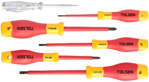 Викрутки Tolsen Premium, діелектричні, для робіт під напругою 1000В, набір 6шт