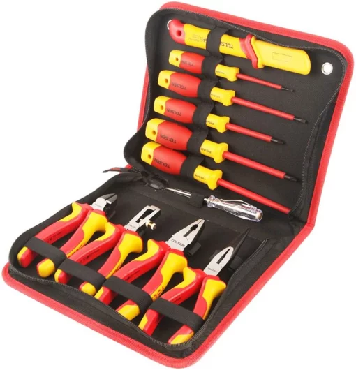 Набір інструментів Tolsen VDE, діелектричний, для електрика 1000В, CrV та S2, 11шт