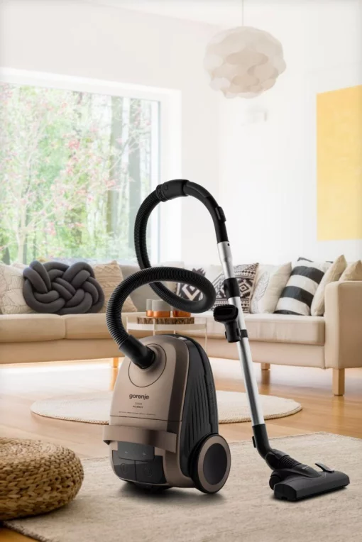Пилосос Gorenje мішковий, 850Вт, конт пил -3л, HEPA, сенсорне упр, телескоп трубка, бронзовий