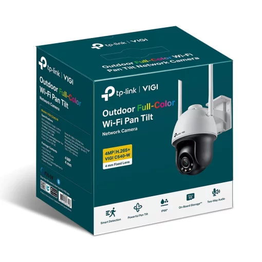 IP-Камера TP-LINK VIGI C540-W-4, PoE, 4Мп, 4 мм, Wi-Fi, H265+, IP66, Dome, кольорове нічне бачення, зовнішня
