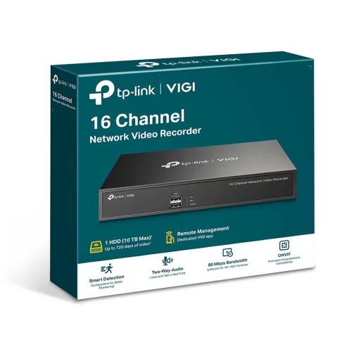 IP-Відеореєстратор TP-LINK VIGI NVR1016H 16 каналів, 2xUSB, H265+, 1xHDD, до 10 ТБ