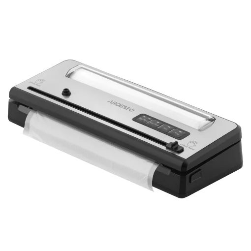 Вакууматор Ardesto для пакетів та рулонів, 110Вт, 28см, електронне, + 1 рулон, пластик+нерж., сріблястий