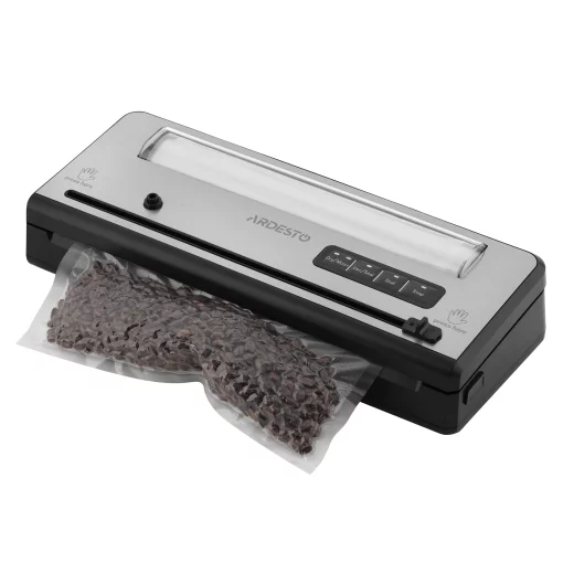 Вакууматор Ardesto для пакетів та рулонів, 110Вт, 28см, електронне, + 1 рулон, пластик+нерж., сріблястий