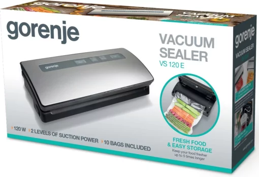 Вакууматор Gorenje для пакетів, 120Вт, 30см, електронне, +10 пакетів, метал, сірий