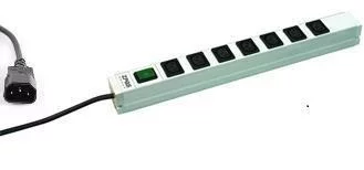 Пристрій розподілу електроживлення ZPAS 19", 1U, блок 7хС13, з індикатором, вилка С14