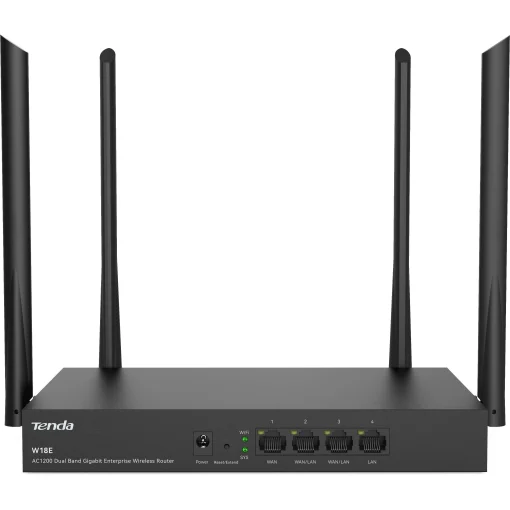 Маршрутизатор TENDA W18E Hotspot AC1200 4xGE (1xGE WAN, 2xGE LAN/WAN, 1xGE LAN)