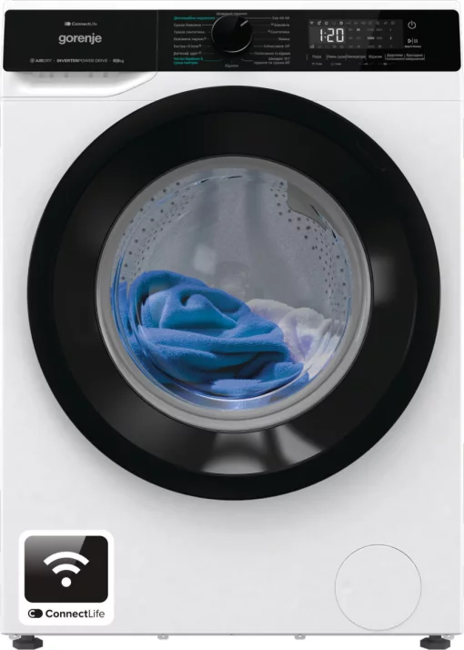 Прально-сушильна машина Gorenje фронтальна, 8(5)кг, 1400, A+, 51см, дисплей, інвертор, Wi-Fi, білий