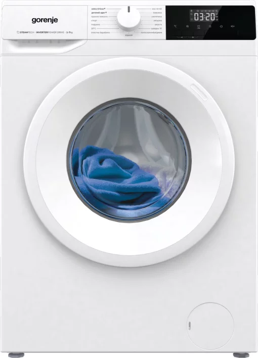 Пральна машина Gorenje фронтальна, з баком, 7кг, 1200, A+, 60см, дисплей, пар, інвертор, білий