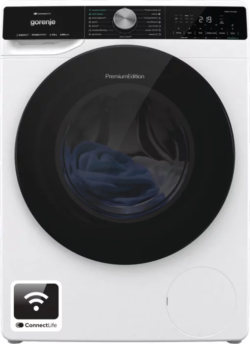 Пральна машина Gorenje фронтальна, 10кг, 1400, A+++, 60см, дисплей, інвертор, пара, Wi-Fi, підсвітка барабану, білий