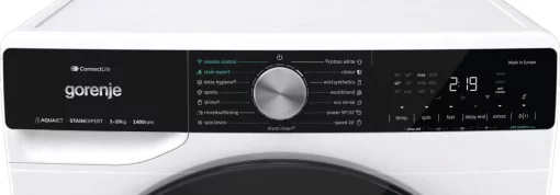 Пральна машина Gorenje фронтальна, 10кг, 1400, A+++, 60см, дисплей, інвертор, пара, Wi-Fi, підсвітка барабану, білий