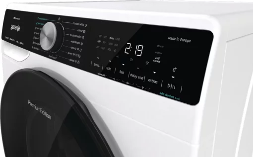 Пральна машина Gorenje фронтальна, 10кг, 1400, A+++, 60см, дисплей, інвертор, пара, Wi-Fi, підсвітка барабану, білий