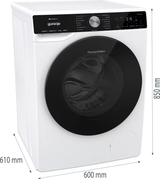 Пральна машина Gorenje фронтальна, 10кг, 1400, A+++, 60см, дисплей, інвертор, пара, Wi-Fi, підсвітка барабану, білий
