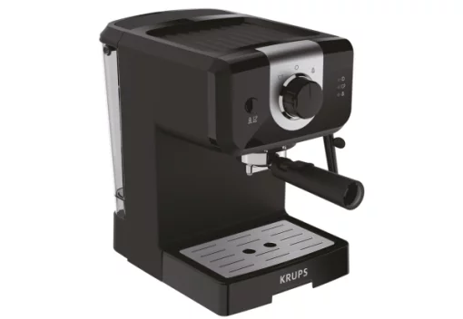 Кавоварка Krups ріжкова Opio 1.5л, мелена, ручний капучинатор, підігрів чашок, чорний