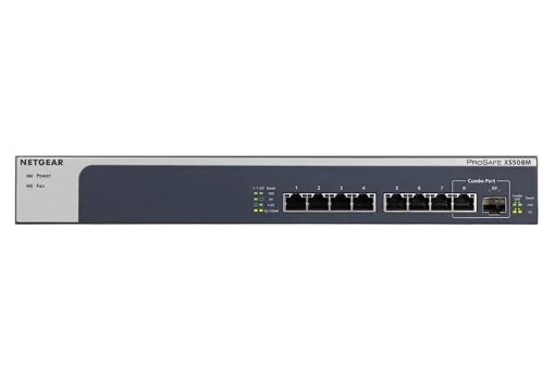 Комутатор NETGEAR XS508M 7x10GE, 1x10GE/GE SFP+ Combo, Некерований