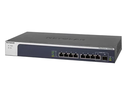Комутатор NETGEAR XS508M 7x10GE, 1x10GE/GE SFP+ Combo, Некерований