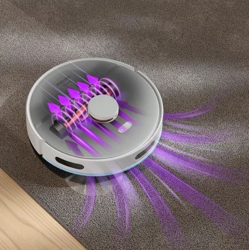 Робот-пилосос Philips Series 2000, h=9.7см, вологе прибирання, конт пил -0.38л, вода -0.3л, автон. робота до 120хв, EPA 11, Wi-Fi, станція самоочищ., білий