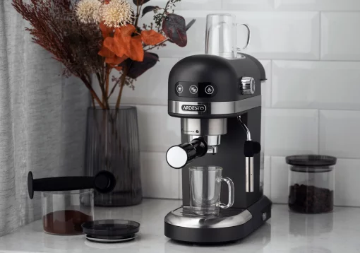 Кавоварка Ardesto  ріжкова 1.4л, мелена, ручний капучинатор, підігрів чашок, чорний
