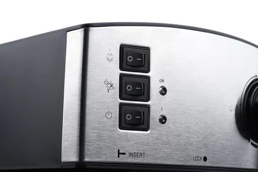 Кавоварка Ardesto ріжкова Steel Collection 1.6л, мелена, ручний капучинатор, сріблясто-чорний