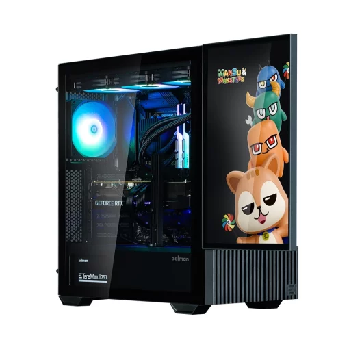 Корпус Zalman Z10 DS, без БЖ, 2xUSB3.0, 1хUSB Type-C, 2х120мм, 1x120мм ARGB, TG Side Panel, ATX, Monitor, чорний