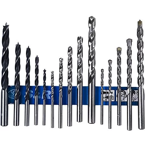 Набір свердел S&R Meister 15 шт (метал, дерево, бетон)